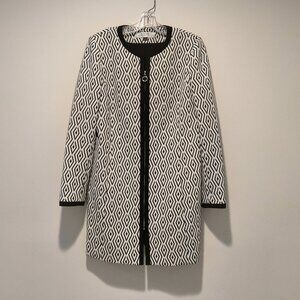 Tahari Arthur S. Levine Womens Jacket White and Black Diamond Size 4